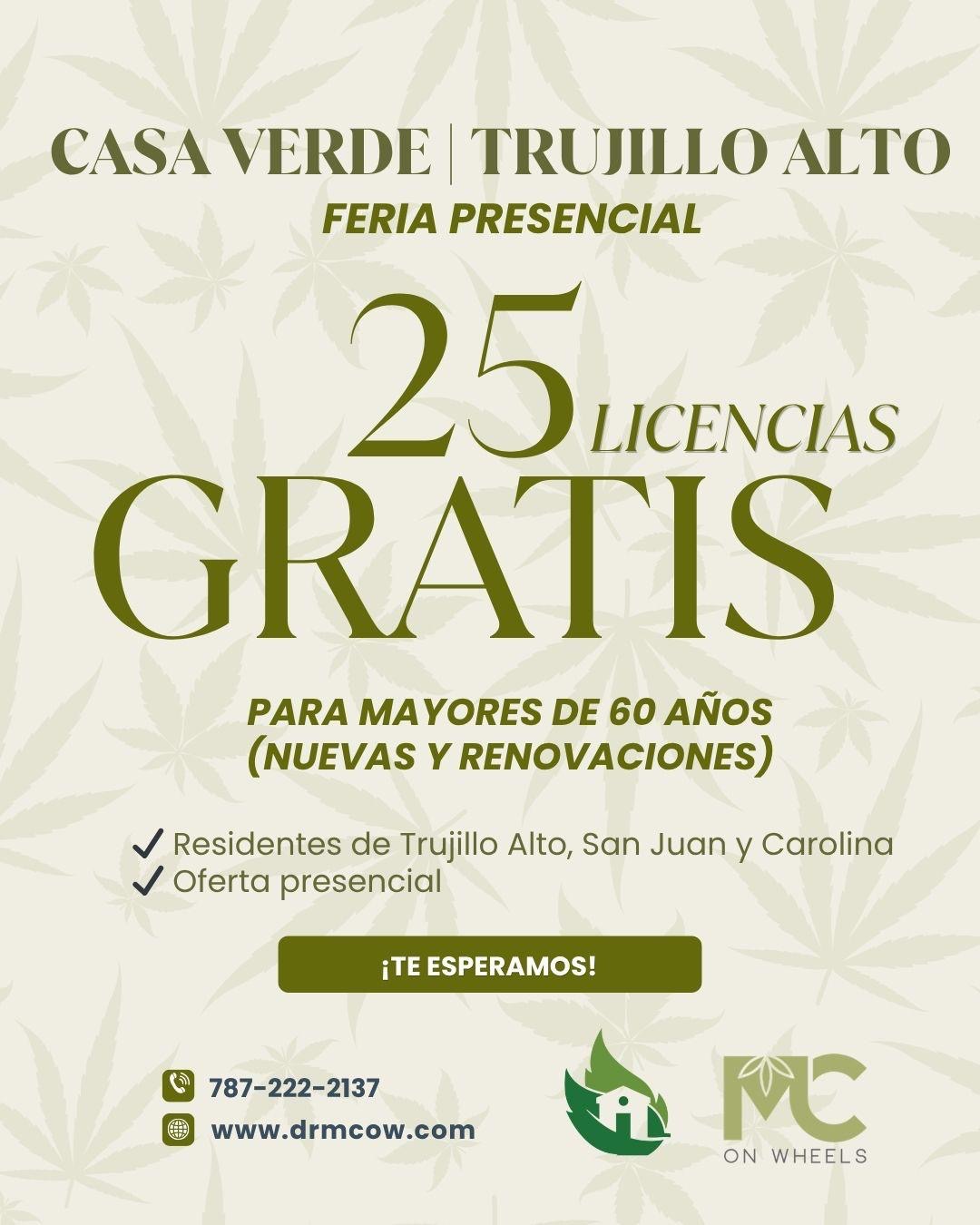 Casa Verde Trujillo Alto — 25 licencias gratis para mayores de 60 años